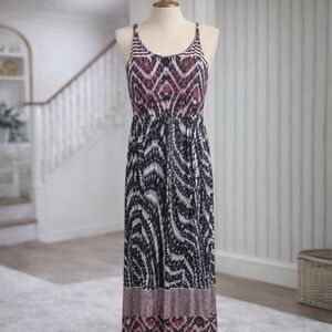 SMART Set Aztec Black White Pink Maxi Strap Dress Sz Medium